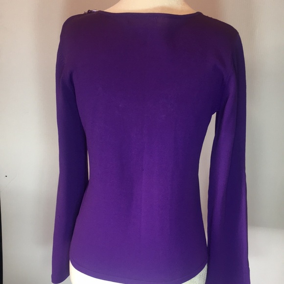 Purple sweater . Sz S . Beaded/sequins Vneck - Picture 10 of 16